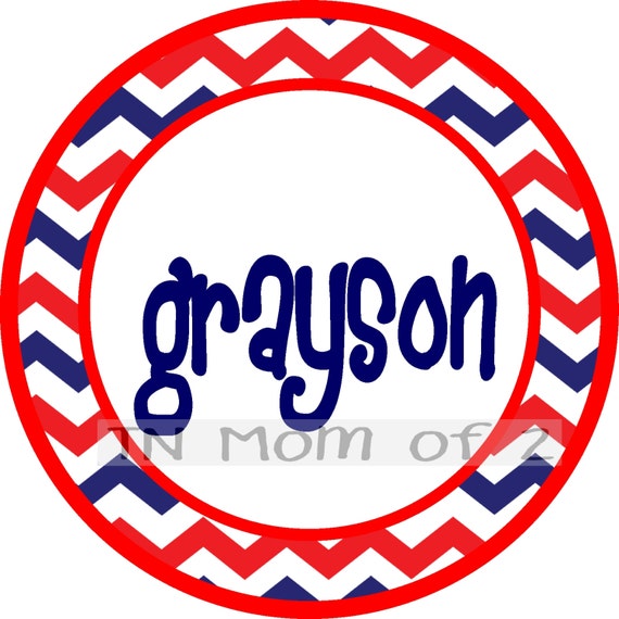 name, monogram, red white & blue, patriotic, July 4th image (EMAILED) - chevron - use for shirt for the family, stickers, iron ons, ect.