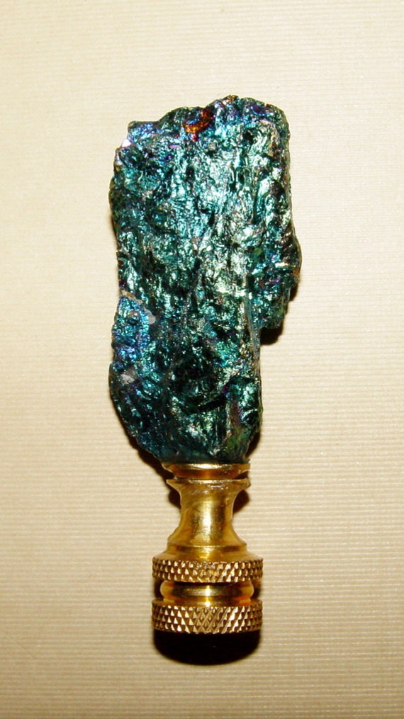 Natural Peacock Blue Copper Gemstone Lamp Finial