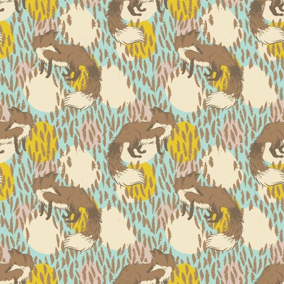 TIMBER & LEAF - Playful Fox in Blue - Sarah Watts for Blend Fabrics - 1 Yard