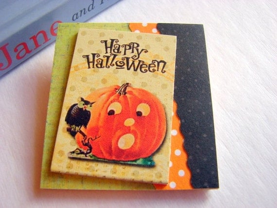 Halloween Brooch  Happy Halloween Jack O Lantern by mimiandlucy