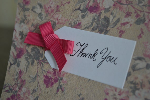 Caroline - Shabby Retro Floral Thank You Notecards Set of 4