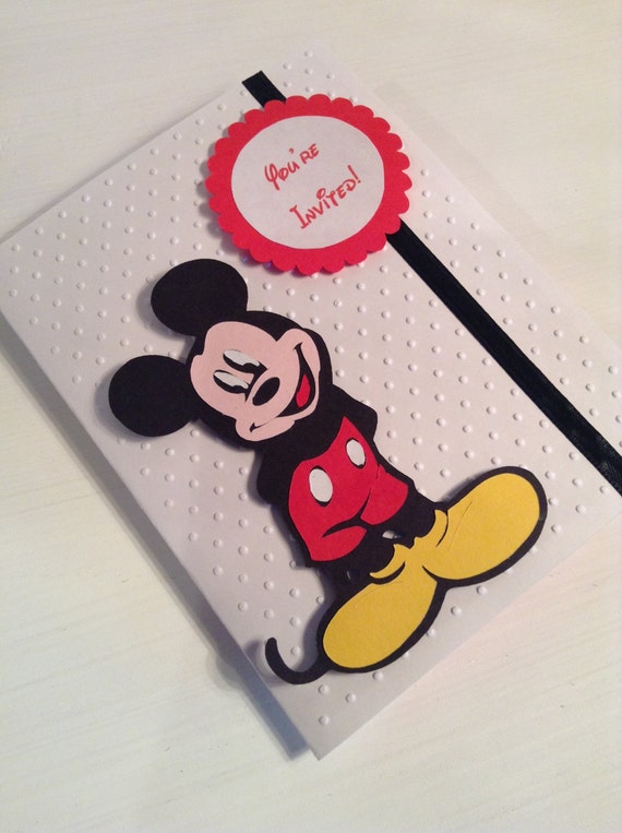 Handmade Mickey Mouse Birthday Invitations, disney invitation, Mickey Mouse clubhouse invitations, invites, Mickey invitations, set of 15
