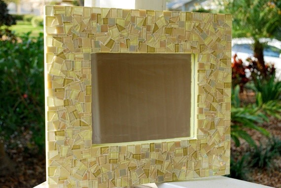 Yellow and Gold  Mosaic Mirror Wall Art by GreenStreetMosaics