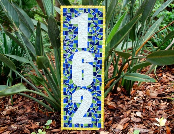 Address Sign Custom Mosaic House Numbers by GreenStreetMosaics