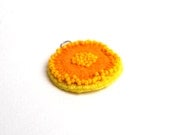 Sunshine - bead embroidered handmade wool felt pendant