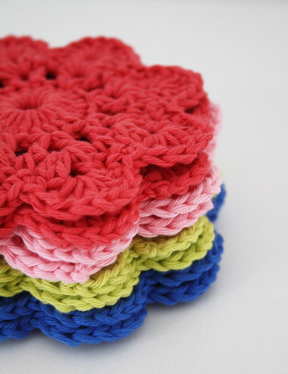 Crochet Coasters - Happy in Red