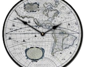 16th Century Blue World Map Clock