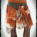 Bali wood shop leather and lace skirt brown and orange - gypsy - fairy - steampunk - amazone - trance - tribal - nomad