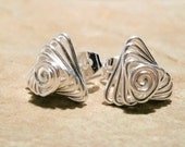 Earrings, knot silver earrings, Wire Stud Earrings, Triangle Earrings, Wire Wrapped Earrings, Silver Wire Earrings, Knot  Earrings