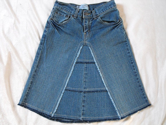 custom made jean skirt womens modest fringed by ReDreamJean