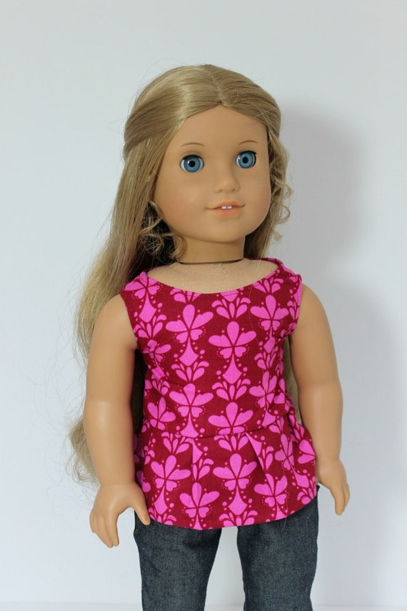 Pink and Red Peplum Top-American Girl Doll