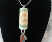 Wine Cork Necklace with Leaf Charm