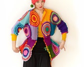 Women's Cardigan Sweater with Crochet Circles