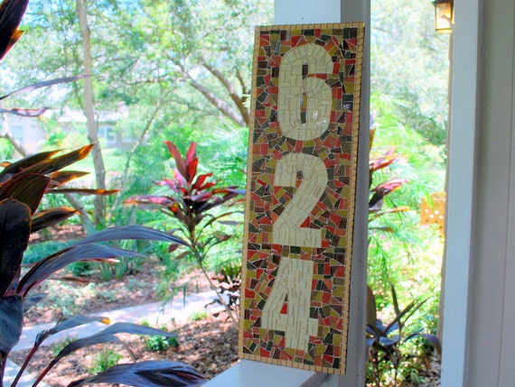 Mosaic House Number Plaque Address Sign by GreenStreetMosaics