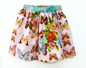 Pink Butterfly Print Skirt, Girl 4-5 Years
