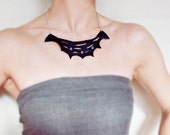 gothic bib necklace  black Fabric  choker wearable art scuplture beaded spider web crystal jewelry woman wedding party