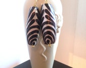 Zebra print beaded drop earrings
