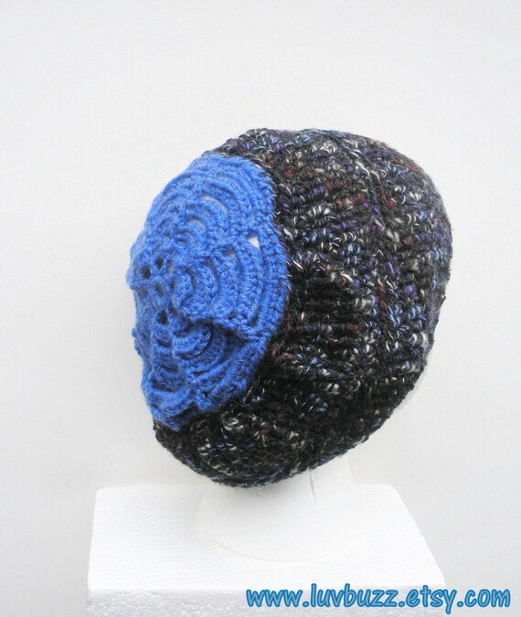 Slouch Hat in dark charcoal gray with multicolor flecks by luvbuzz