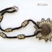 Super Duo Necklace,Pendant Shadow Cabochon Crystal,Brown,Creme Flower