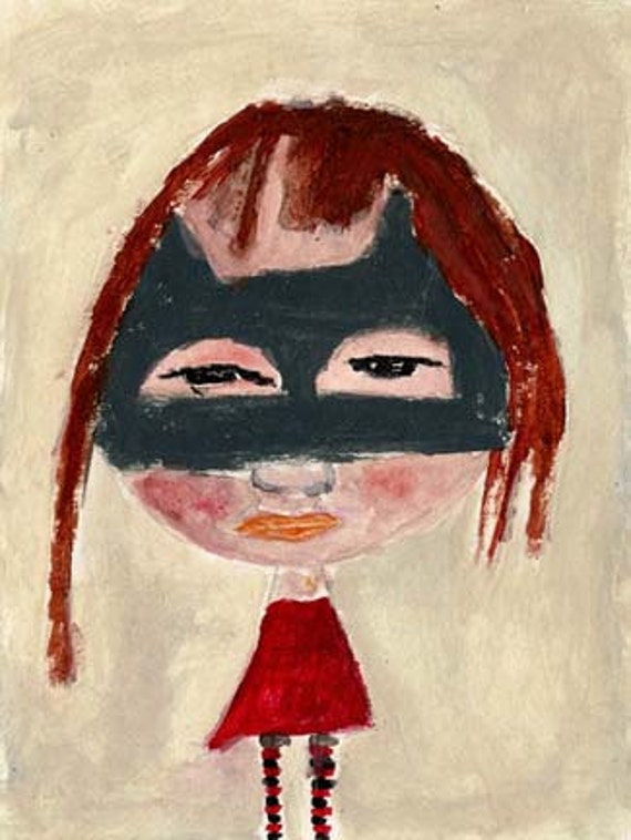 Print Little girl Wearing Kitty Mask, She believed in Magic Matte
