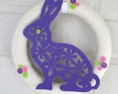 Easter yarn wrapped wreath bunny