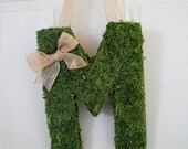 Moss Covered Monogram Letter-Moss Covered Letter Initial Wedding Home Door