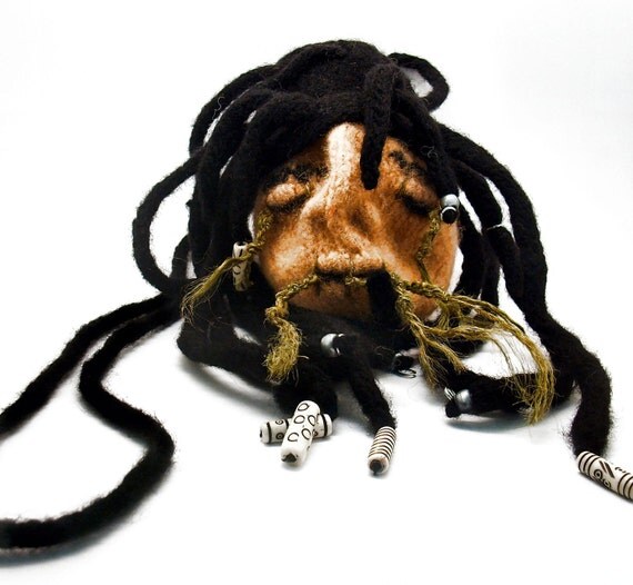 Shrunken head bag purse felted pouch shoulder horror bag von jarg0n