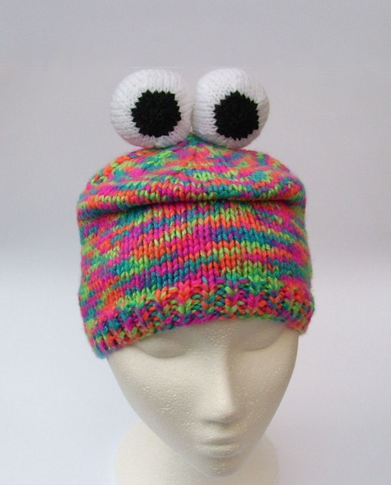 Knitted monster hat handmade knitted beanie in rainbow von jarg0n