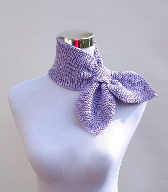 Gypsy scarf knit ascot pull through keyhole lilac cotton von jarg0n