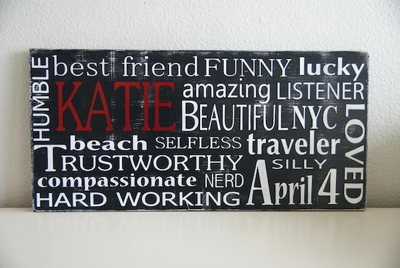 Personalized Custom Typography Sign- Subway art - Choose Your Own Colors