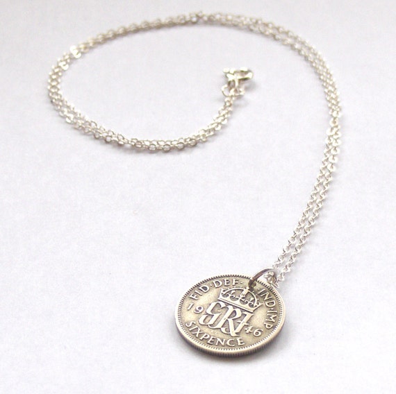 1946 Sixpence Vintage Coin Pendant by beadingshaz on Etsy