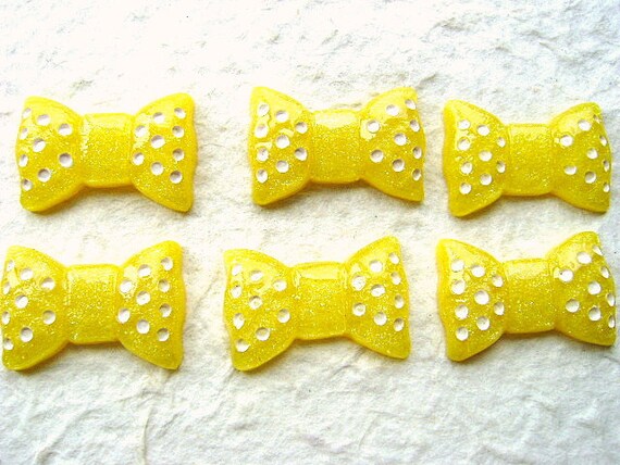 WHOLESALE Kawaii Cabochons 6 Yellow Bow DecoSweets by DecoSweets