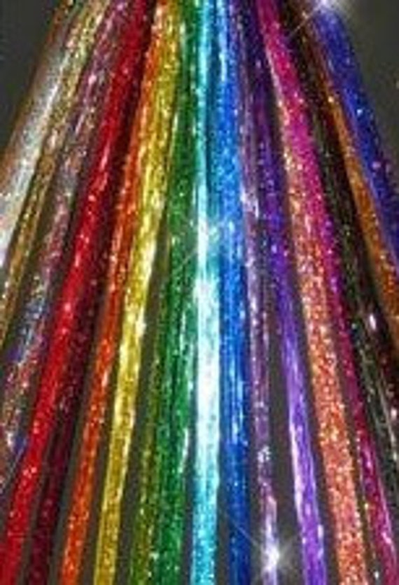 20 ea, 40" CHOOSE your COLOR(S) of  Hair Tinsel - Mix or Match - like Bling String and Hair Flairs - 40 inches LONG -Super Fast Shipping