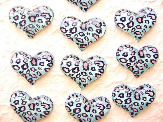WHOLESALE Kawaii Heart Cabochons 10 Blue Animal by DecoSweets