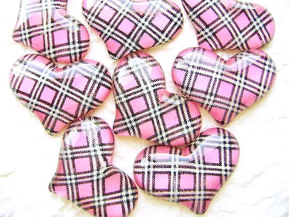 WHOLESALE Kawaii Heart Cabochons 8 Pink DecoSweets by DecoSweets