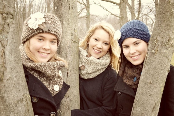 Heather Double Wool Cowl with Buttons