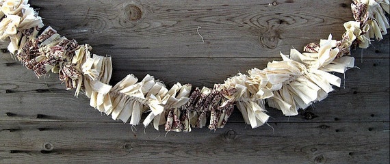 Handcrafted Christmas Holiday Garland Fabric Scrap Wedding 5 feet