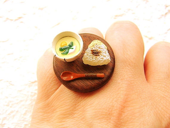 Kawaii Japanese Food Ring Miniature Food by SouZouCreations