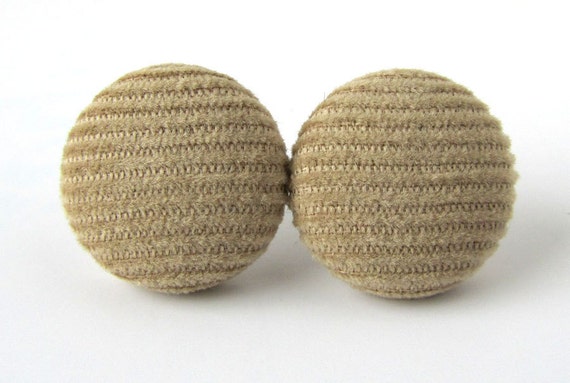 Sand brown stud earrings stripes tan fallow camel by KooKooCraft