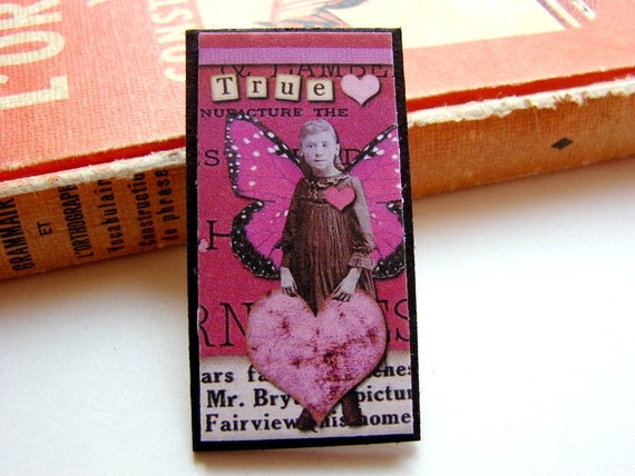 Valentine Pin Brooch True Love Paper and Chipboard by mimiandlucy