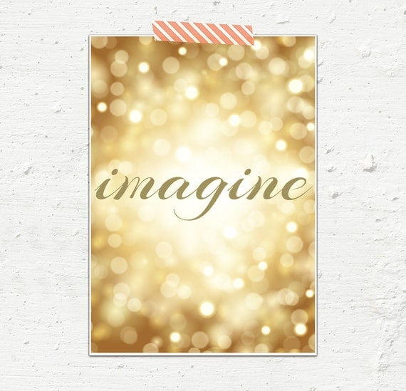 Imagine Gold Glitter Archival Print A4