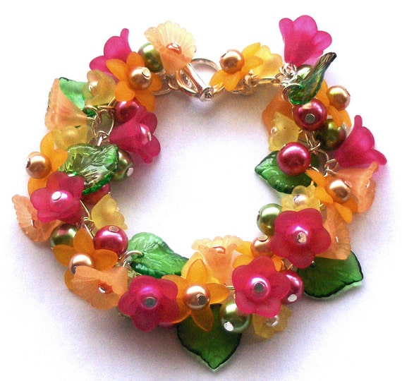 Spring Garden Flower Bracelet by beadingshaz on Etsy