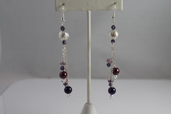 Swarovski Pearl Dangle Earrings with Silver von JanettaJewelry