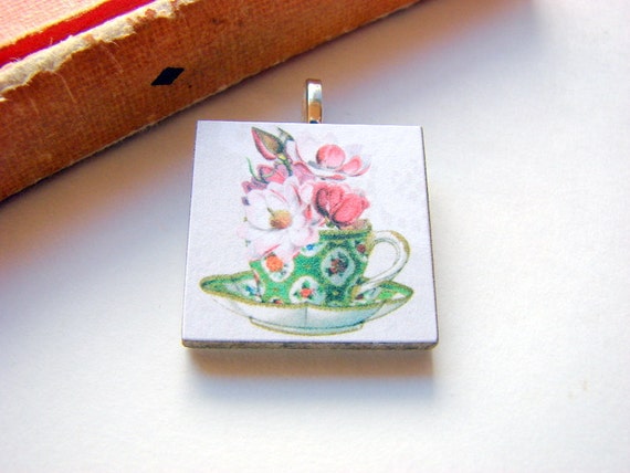Little Wood Tile Pendant Mix and Match Floral von mimiandlucy