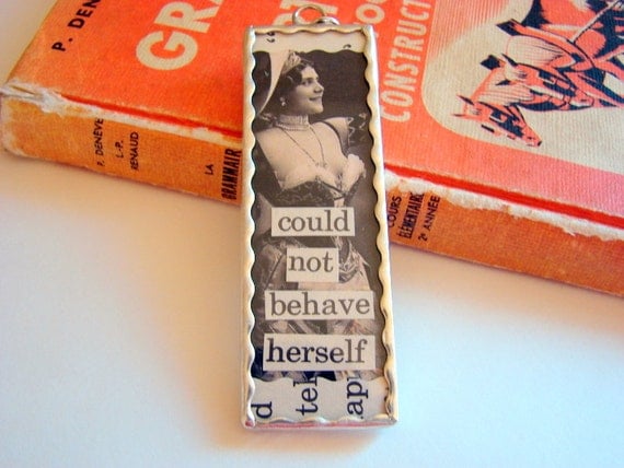 Soldered Glass Art Pendant She Could Not Behave von mimiandlucy