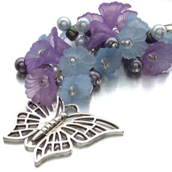 Purse bag charm butterfly flowers von BlueForestJewellery auf Etsy