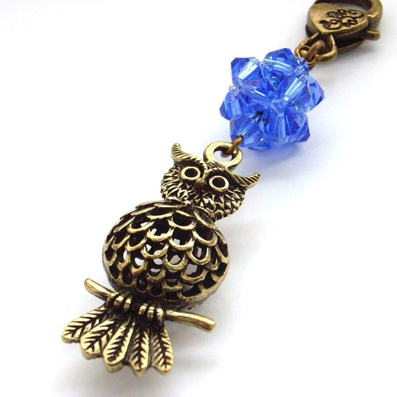 Purse bag charm owl and crystals von BlueForestJewellery auf Etsy