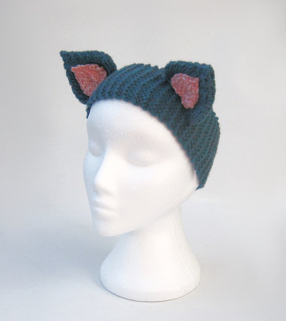 Cat ears headband handmade knitted chunky ear warmers von jarg0n