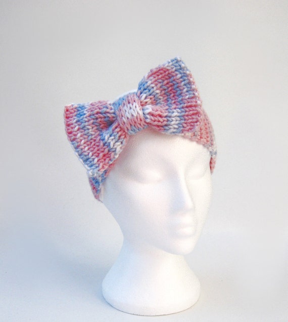 Bow headband handmade knitted chunky ear warmers retro von jarg0n