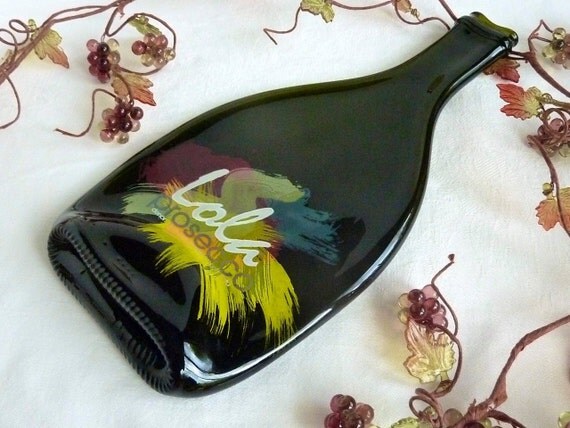 Slumped Lola Prosecco Bottle Cheese Plate by bprdesigns on Etsy